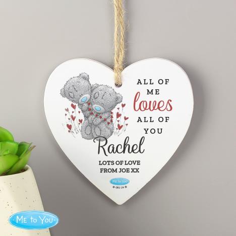 Personalised Love Me to You Bear Wooden Heart Decoration Extra Image 1